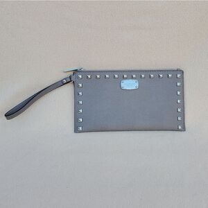 Michael Kors Gray Silver Studded Wristlet Clutch